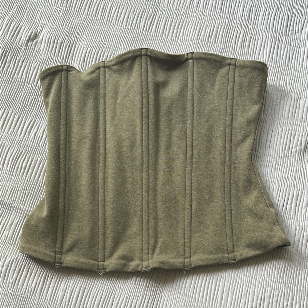 SKIMS Olive Green Corset Crop Top